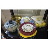 Lot - Plates, Jar, Sugar, eggs
