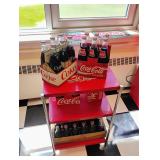 Rolling Coke Rack and Memorabilia