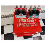 Metal Rolling Coke Cart and Bottles