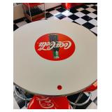 Coke Round Table and Four Matching Coke Stools