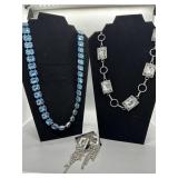 A Trio of Costume Jewelry Necklaces and Earrings