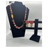 Multi-beaded Necklace and Pair of Matching Earring