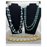A Collection of Beaded and Link Necklaces
