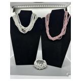 A Trio of Beaded Necklaces and Bracelet