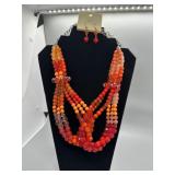 Da Vinci Multi-Strand Beaded Necklace and Earring