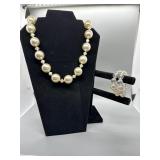 Faux Pearl Necklace and Iridescent Multi-Strand Be