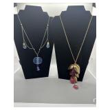 Two Gold and Silver Toned Necklaces with Glass Acc