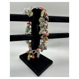 Silver-Tone Charm Bracelet with Multi-Color Beads