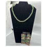 Twenty West Beaded Necklace and Embroidered Earrin