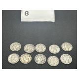 Silver Mecury Dime Lot of 10