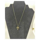 14k Gold Heart Pendant and Chain