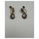 Antique 14k Gold Opal Clip-on Earrings