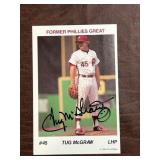 1985 Phillies Great Tug McGraw Signed Baseball Car