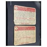 Two 1952 Topps Baseball Cards, Hank Bauer #215 and