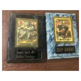 Two Dallas Cowboys Trading Card Display Plaques, E