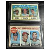 Two Topps American League Leaders Baseball Cards,