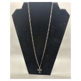 Sterling Silver Figaro Chain w Cross Pendant