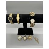 6 Ladies Gold Tone Fashion Watches