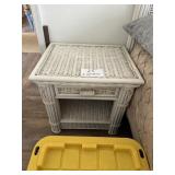 Pair of White Wicker Nightstands