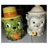 1960s Ceramic Anthropomorphic Cat/Dog Cookie Jars