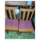 Pair of Vintage Child-Sized Wooden Chairs with