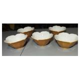 5 Piece Japanese Porcelain Lotus Blossom Bowls