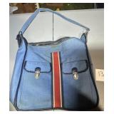 Vintage Blue Canvas Carry-On Bag/Purse