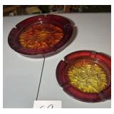 Pair of Vintage MCM Amberina Art Glass Cigar
