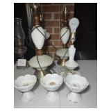 Hobnail Lamps and Milk Glass Compotes