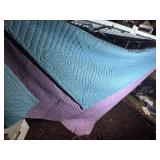 Reversible Teal & Lavender Stitched Utility Quilt