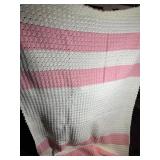 Handmade Pink & White Shell Stitch Crochet Afghan
