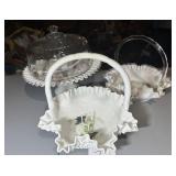 3-Piece Vintage Fenton Style Milk Glass Showcase