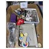 Flat of Costume Jewelry, Pinbacks and