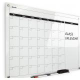 Real Glass Dry Erase Calendar, 34x46' (White)