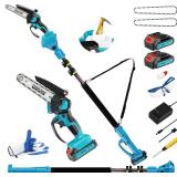2-in-1 Mini Chainsaw & Pole Saw, 21V, 2 Batts