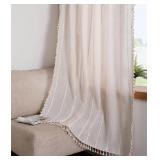 RoomTalks Boho Beige Curtains, 84 L x 52 W