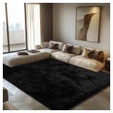 6x9 Fluffy Area Rug   Shag Plush Carpet, Black