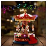 Christmas Carousel Figurines Snow Globe