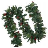 VOSAREA Christmas Rattan Garland with Lights