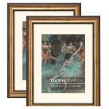Antique Gold 12x16 Picture Frame w/Mat 2 Pack