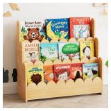 SpaceAid 3-Tier Scalloped Bookshelf, Natural