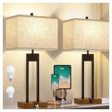 GyroVu 25.5' 2x USB C+A Table Lamps Brown