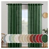 MIULEE Emerald Green Linen Curtains, 84'