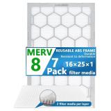 16x25x1 MERV 8 Air Filter (7 Pack) ABS Frame