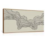 HLNIUC Neutral Abstract Framed Canvas (40x20)