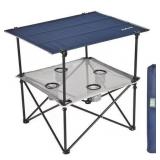 Collapsible Camping Table, 4 Cup Holders, Blue