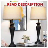 30' Black Table Lamps, USB A+C, AC Outlet