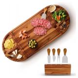 30' Acacia Charcuterie Board with Knives Set