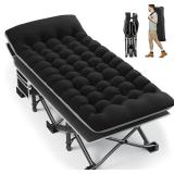 $120 Camping Cot 32' Extra Wide, 600Lbs (Black)