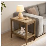 $110 SICOTAS Rattan Night Stand with 2 Shelves